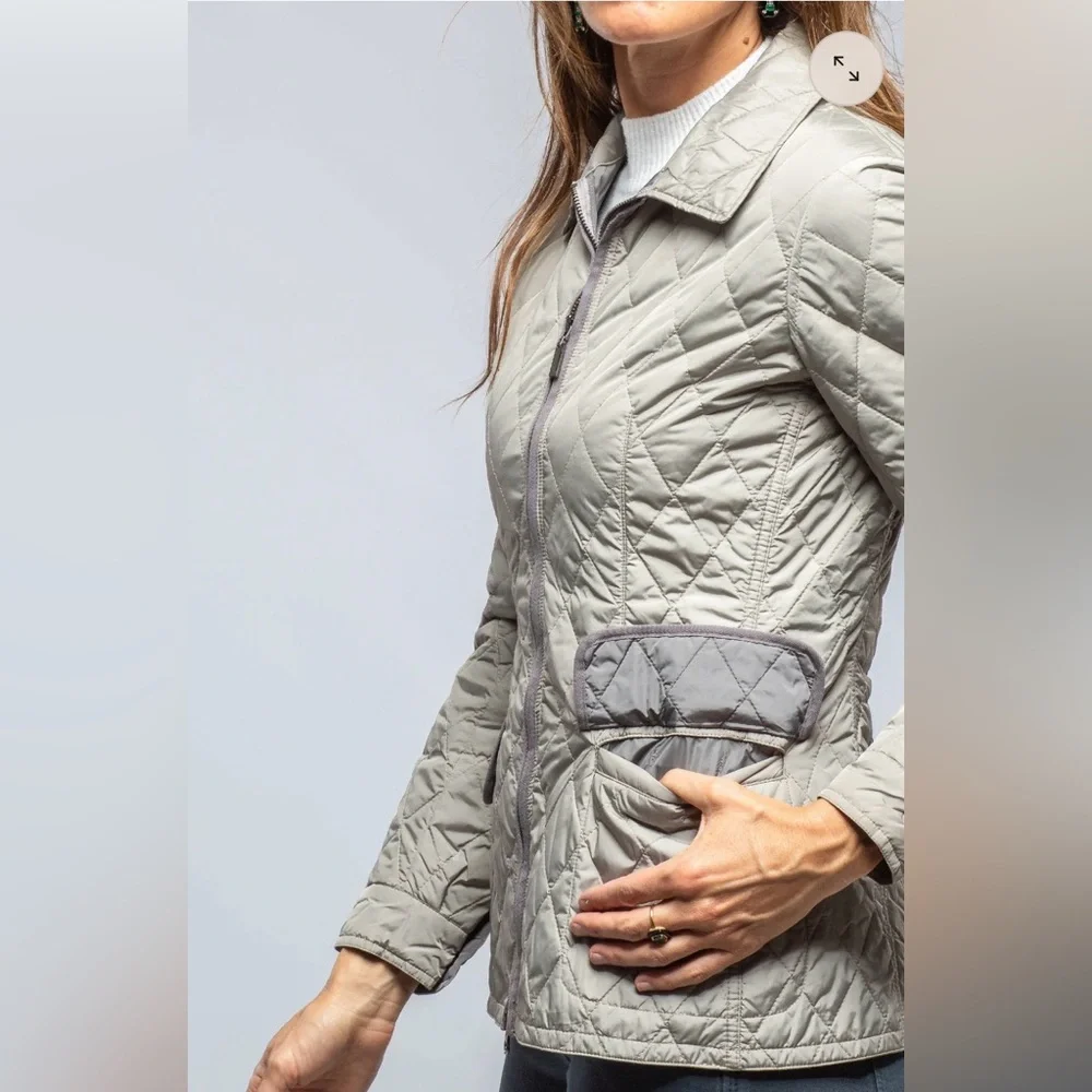 Gimo’s‎ Taupe Melody Micro Puffer Quilted Jacket Classic Preppy Quiet Luxury